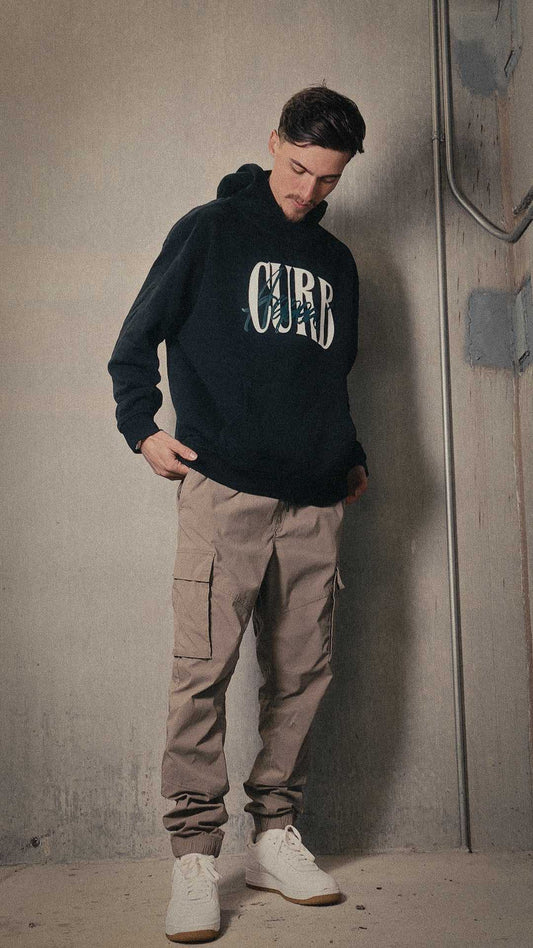 Soft High Neck Hoodie - Curb Appeal Fleece, heavyweight warmth, modeled casually.