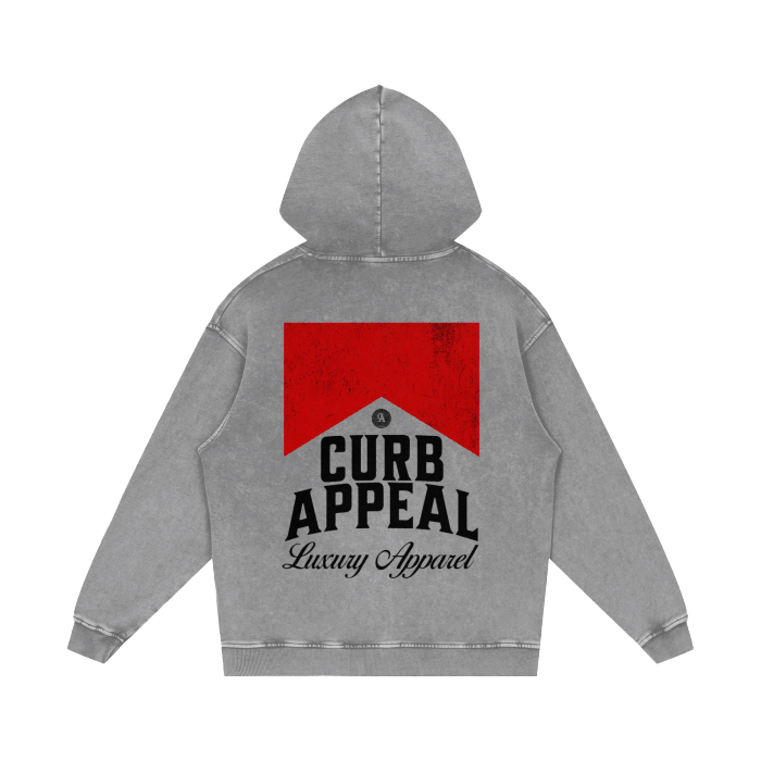 Vintage Classic Hoodie with acid wash, oversized fit, 100% cotton, graphic design on back.