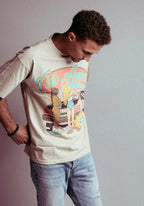 Graphic "Members Only tee" shirt with bold back design, cultural car art, relaxed fit, 100% cotton.