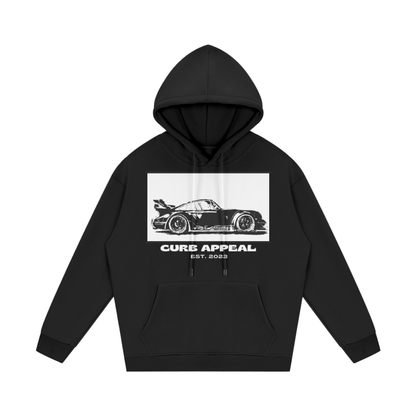 Porsche Hoodie with car graphic design, black, high-quality fabric, ideal for car enthusiasts.