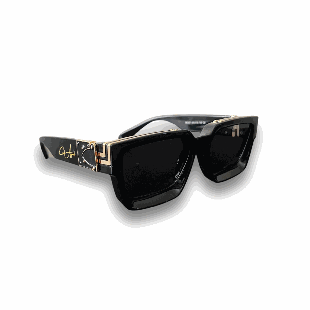 High Roller Shades with polarized lenses, glossy frames, and gold-plated detailing.