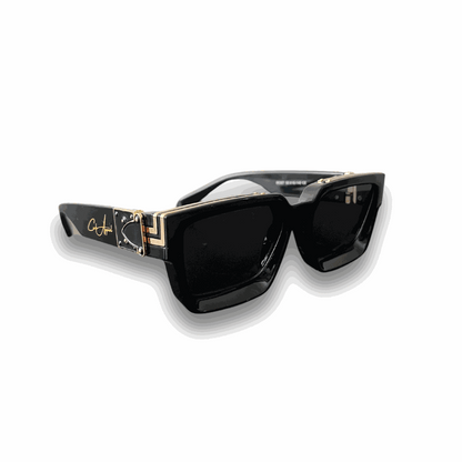 High Roller Shades with polarized lenses, glossy frames, and gold-plated detailing.