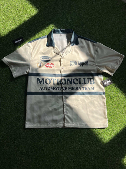 Motion Club Polo shirt with automotive theme, cotton-silk blend, limited edition.