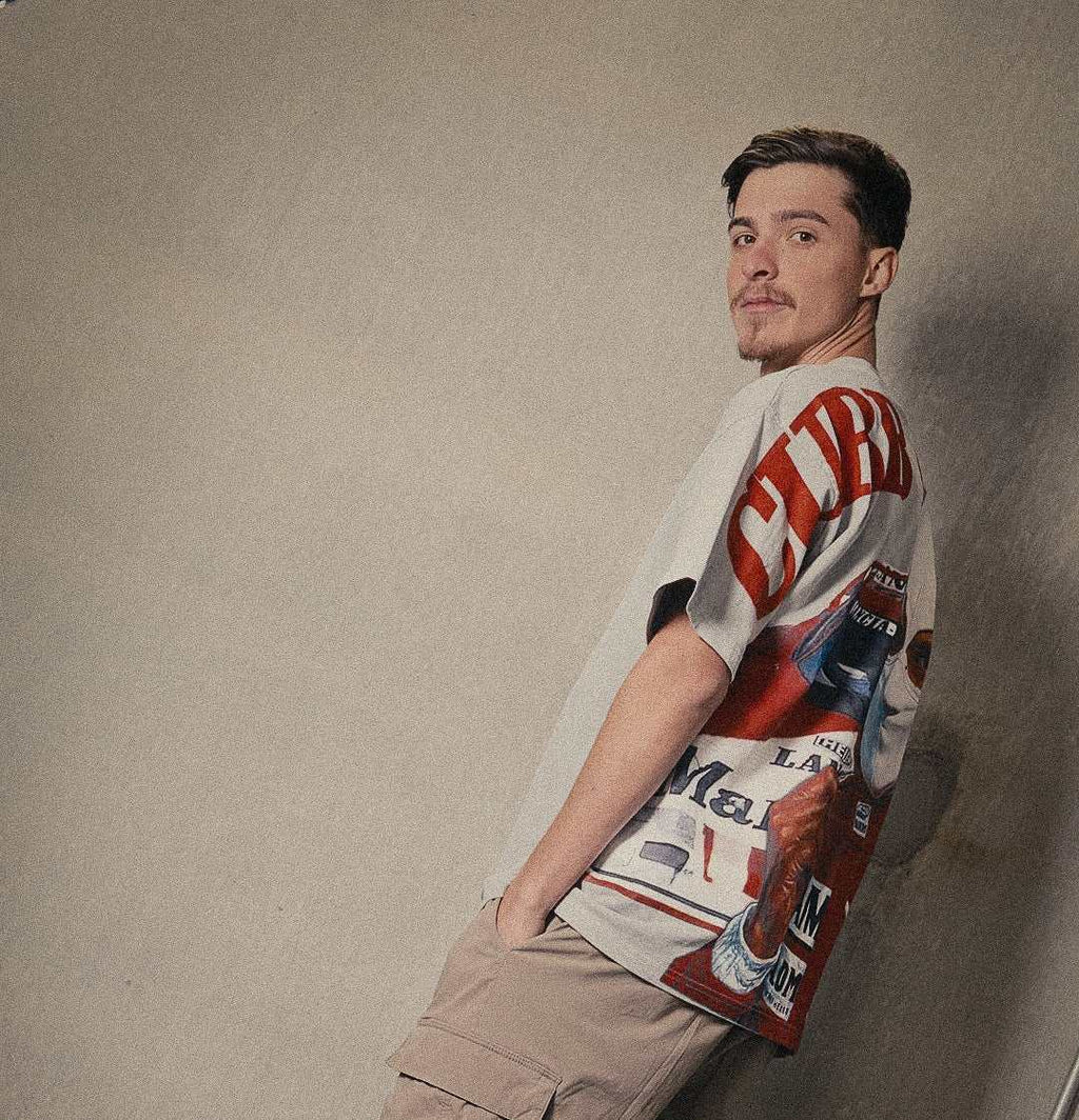 Marlboro Racing Club Tee modeled with iconic racing graphic and relaxed fit.