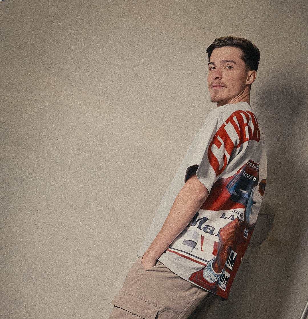 Marlboro Racing Club Tee modeled with iconic racing graphic and relaxed fit.