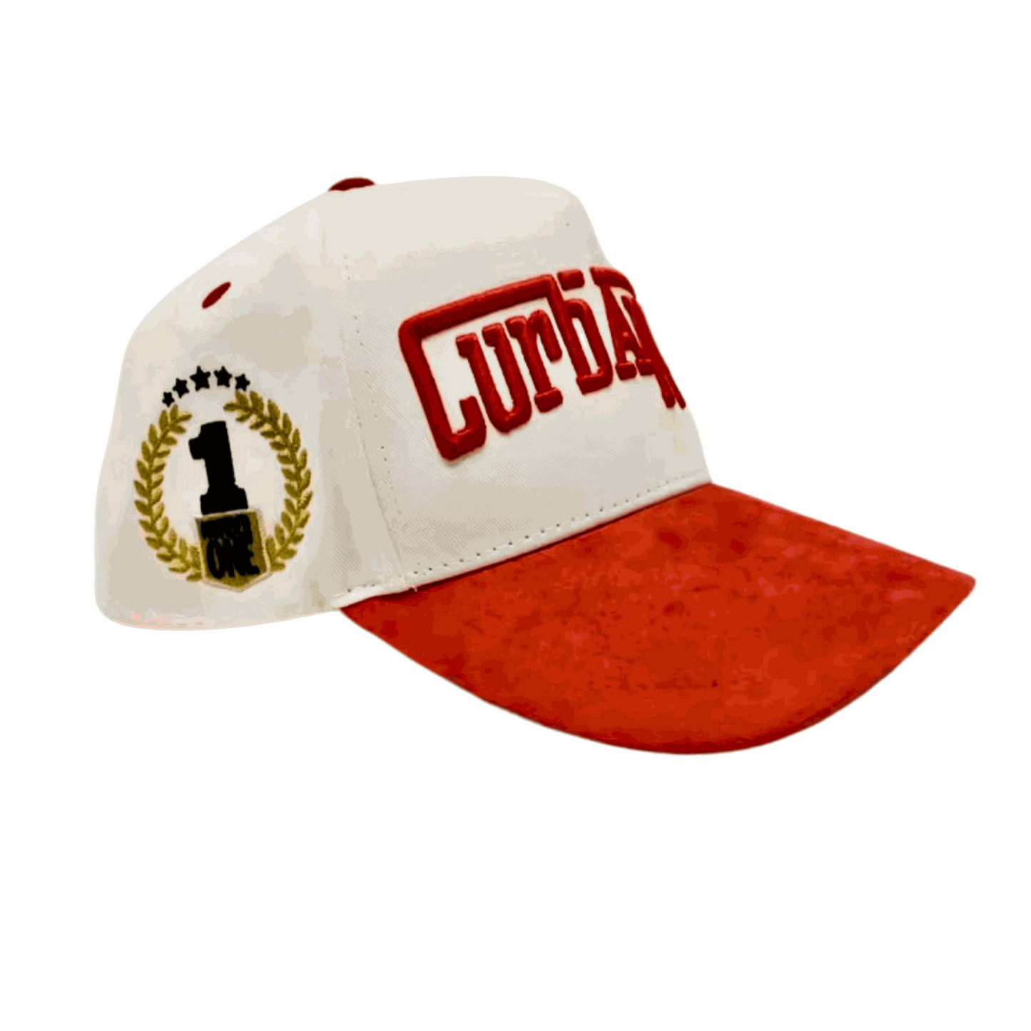 The Winner's Circle Hat with 3D stitching and red suede bill showcasing race-inspired embroidery.