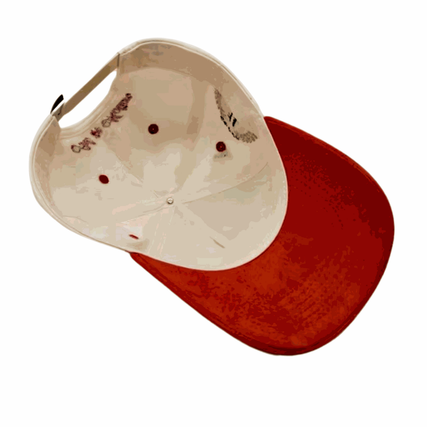 The Winner's Circle Hat with red suede bill and 3D stitching.