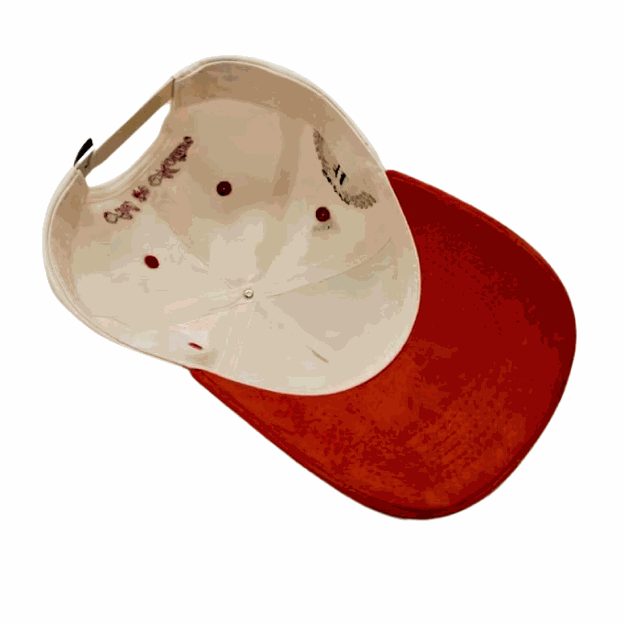The Winner's Circle Hat with red suede bill and 3D stitching.