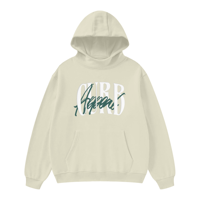 Soft high neck hoodie with "Curb Appeal" graphic design.